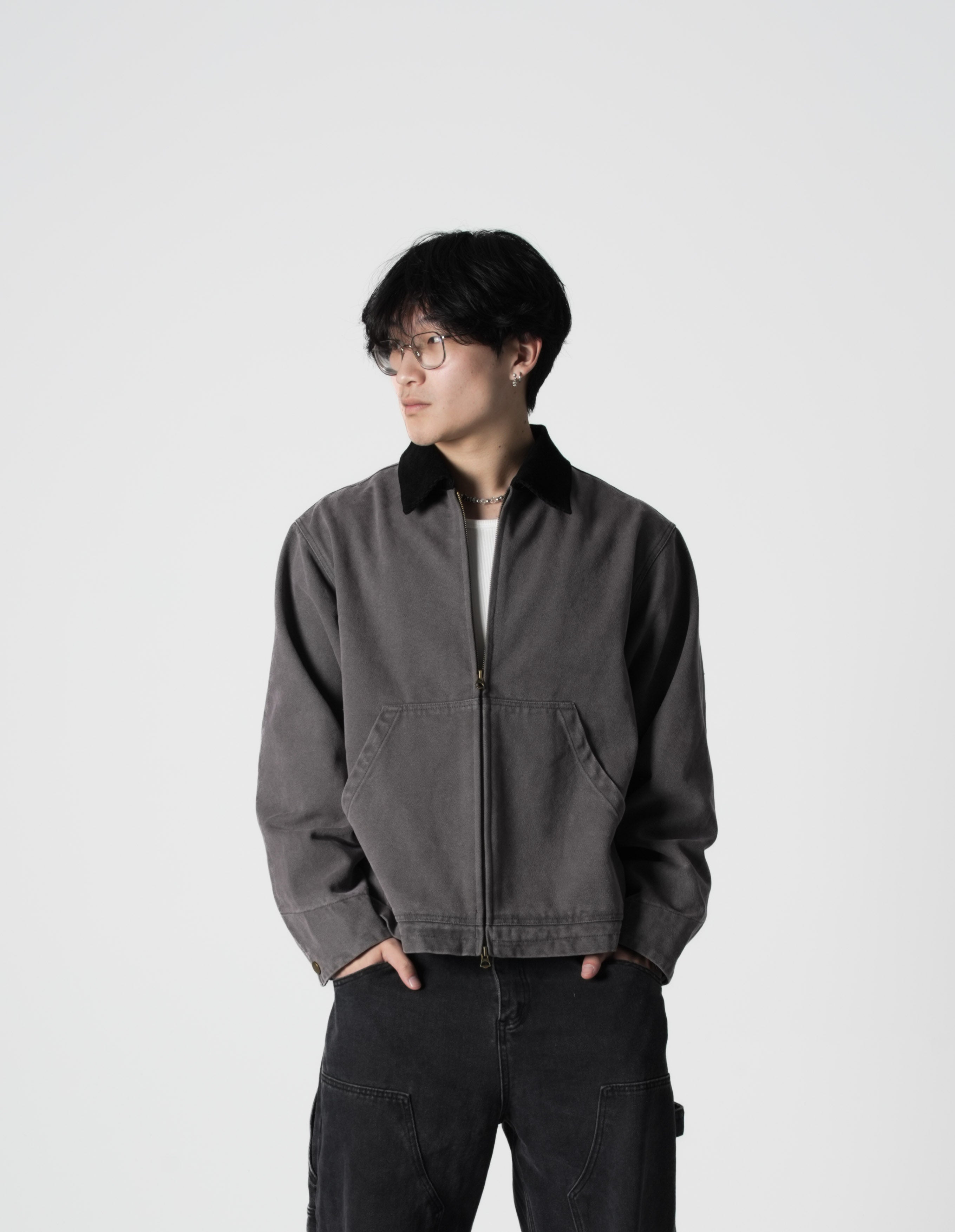 Worker Zip Up Jacket (Grey)