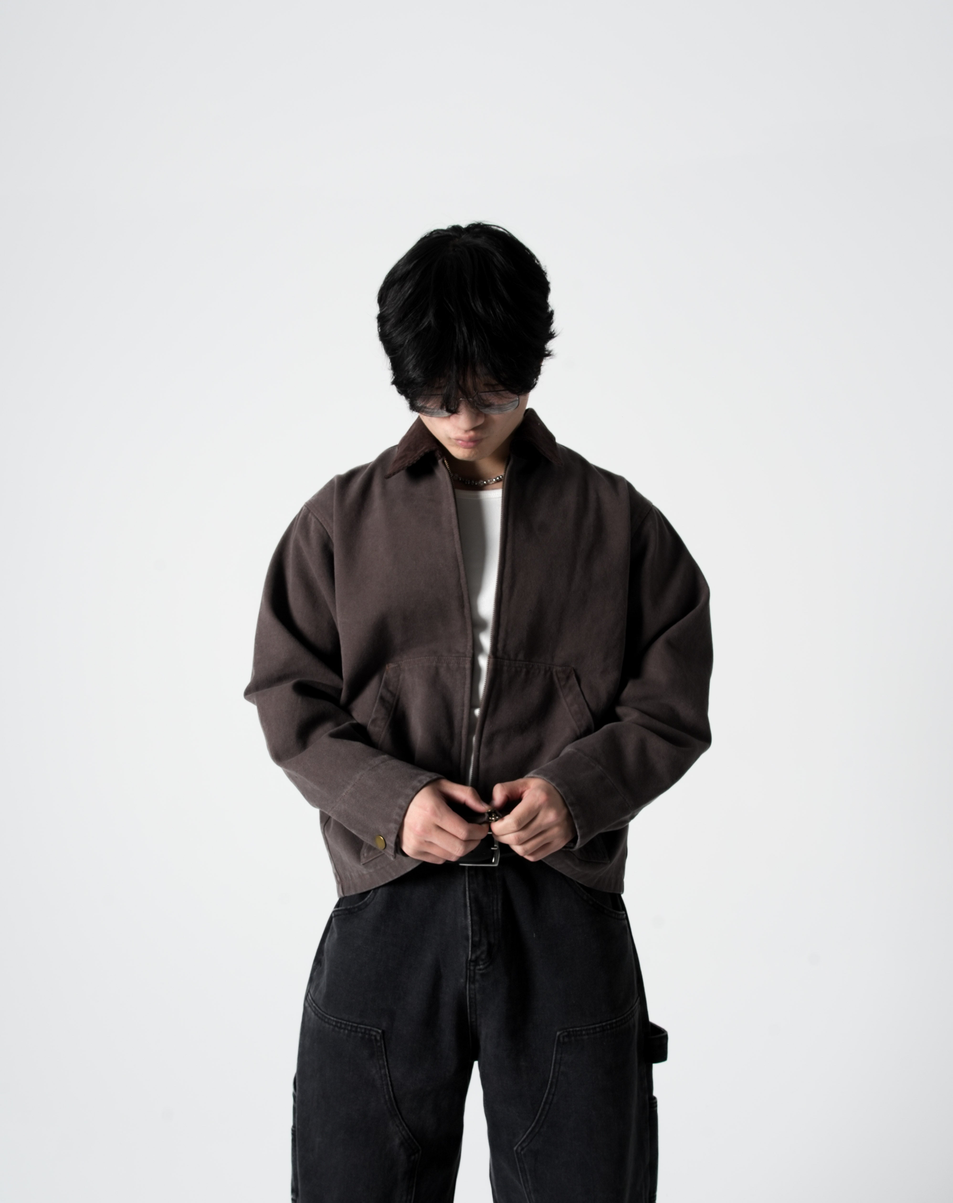 Worker Zip Up Jacket (Coffee)