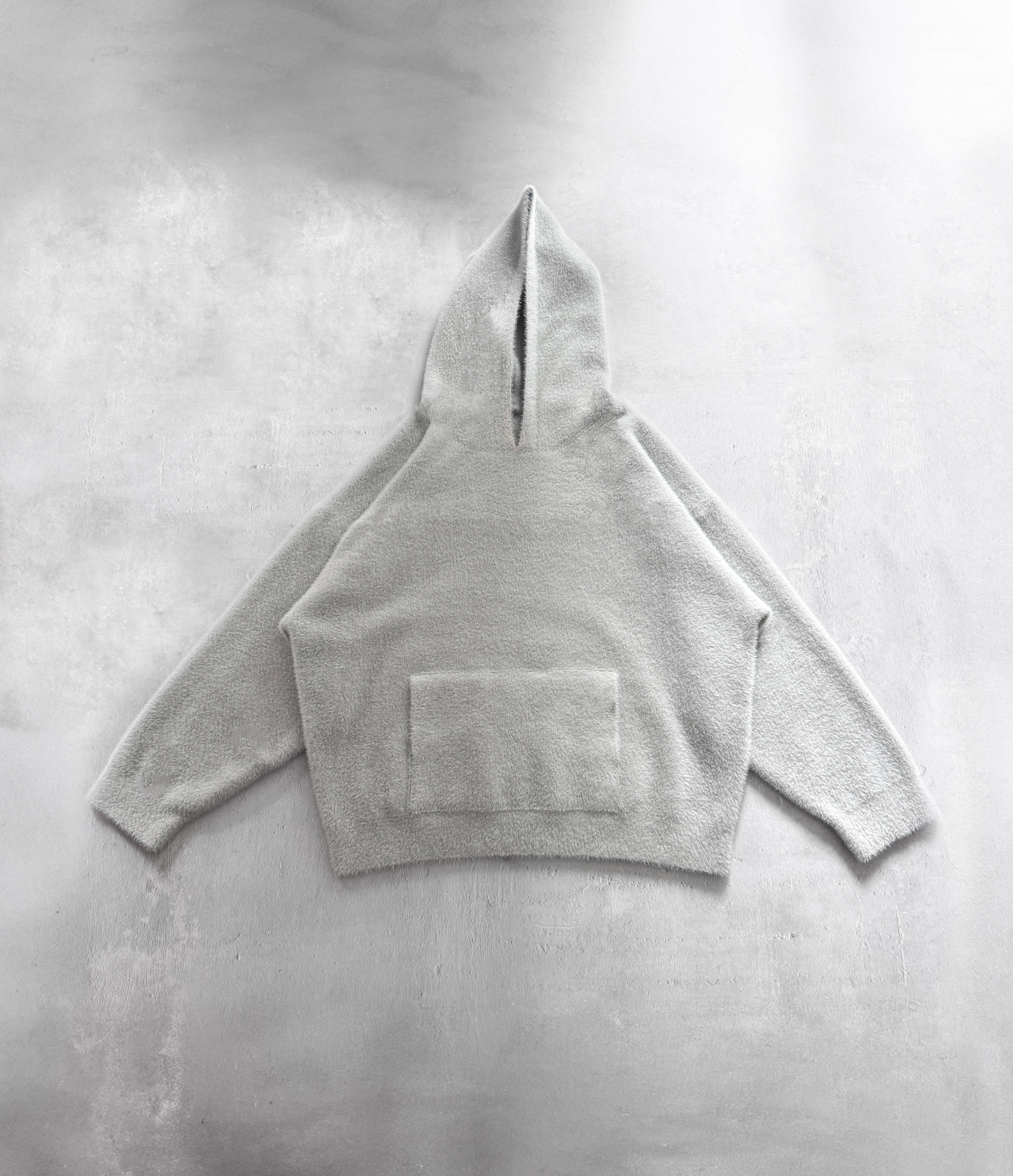 The Nowhere Mohair Knit Hoodie - Cloud Grey